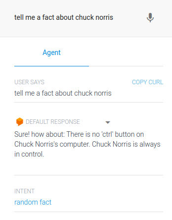 Testing the ChuckNorrisFacts Dialogflow Agent